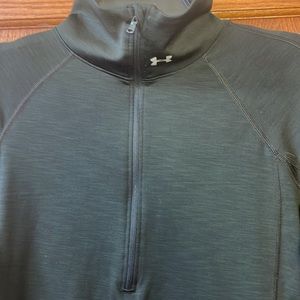 UNDER ARMOUR womens L top shirt athletic 1/2 zip Black VGUC sport running